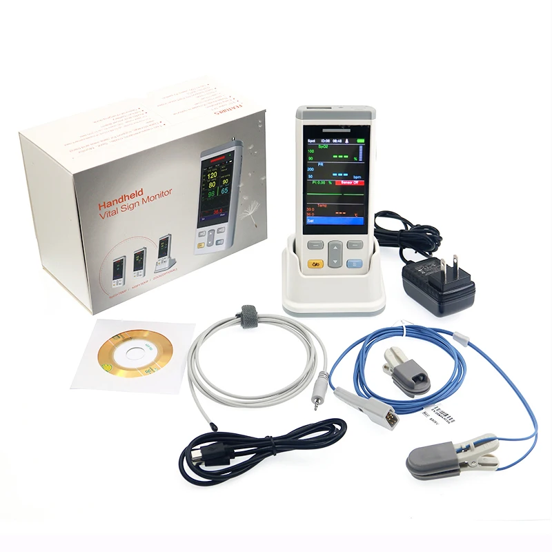 

Portable PC100SV Vital Signs Portable Monitor for Pet Animal Blood Oxygen and Body Temperature Detection