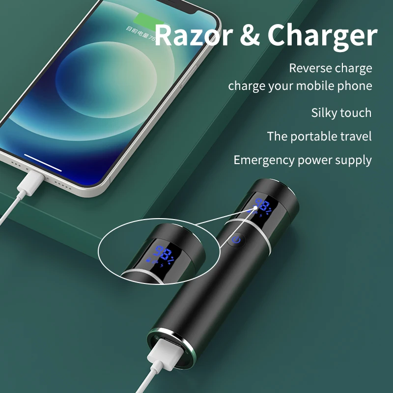 มินิไฟฟ้าแบบพกพา IPX7กันน้ำรถ Power Bank เครามีดผู้ชายของขวัญมัลติฟังก์ชั่มีดโกนสำหรับชาย