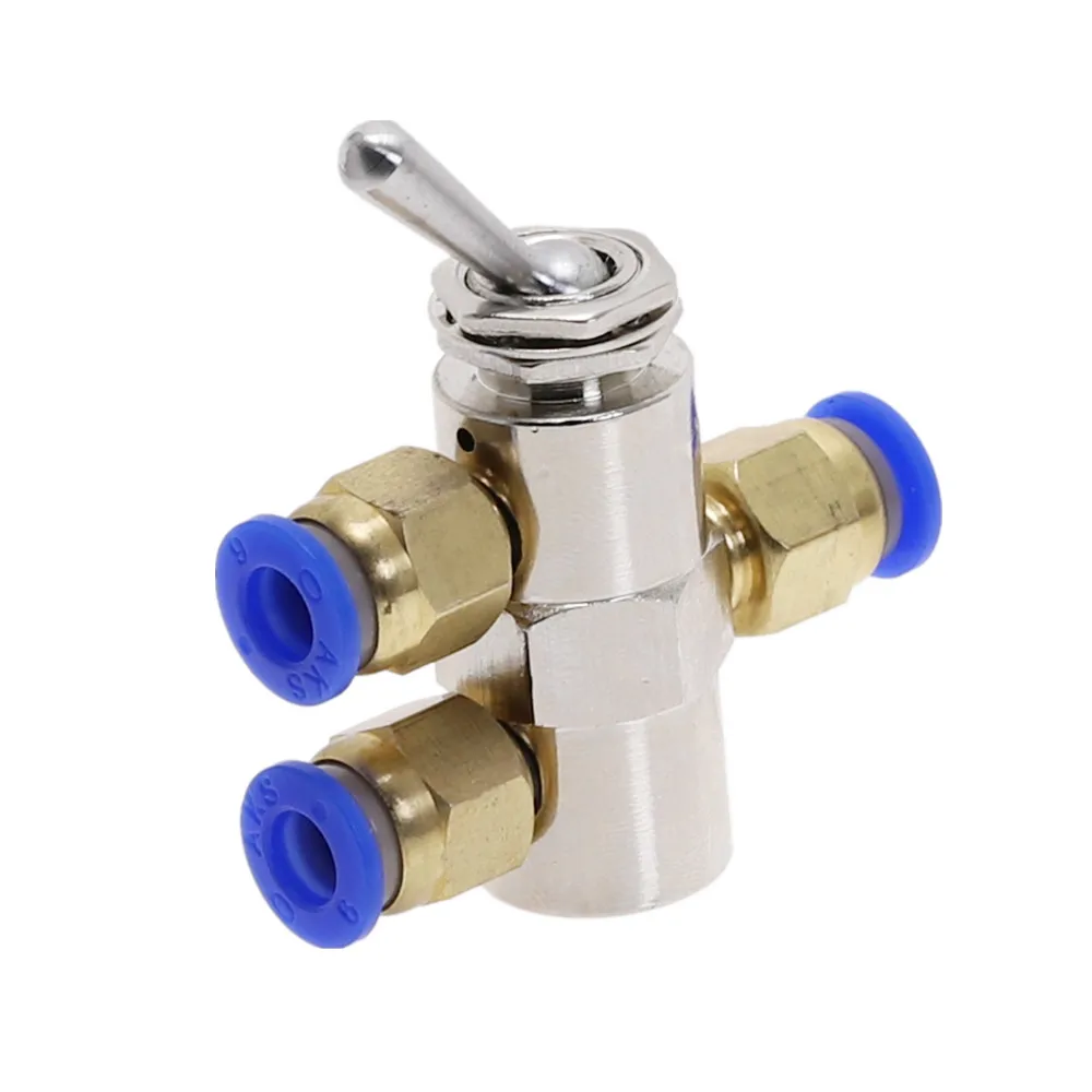 

TAC2-4V Exhaust valve 2 Position 5 Way Toggles Cylindrical Mechanical Air Pneumatic Valve switch w Fiittings