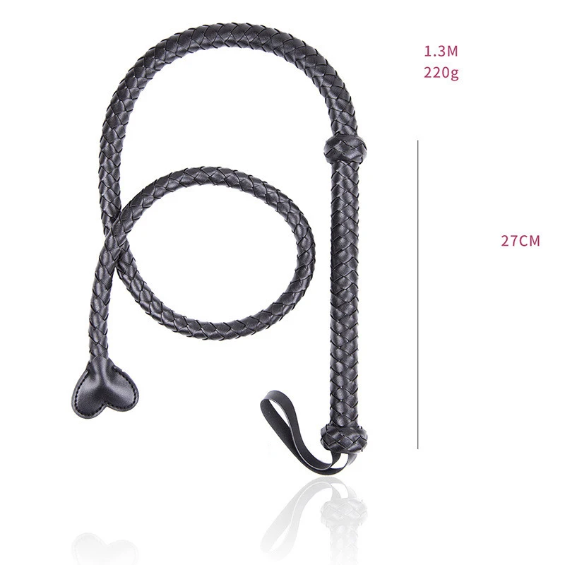 PU Leather Horse Whip With Lashing Handle Paddle Scattered Whip for Horse Training Crop Whip 1.3M