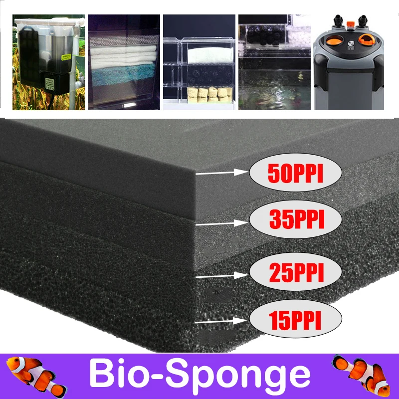 Aquarium Accessories Biochemical Cotton Filter Practical Fish Tank Pond Foam Sponge Filter Black Multiple Size 15 25 35 50PPI