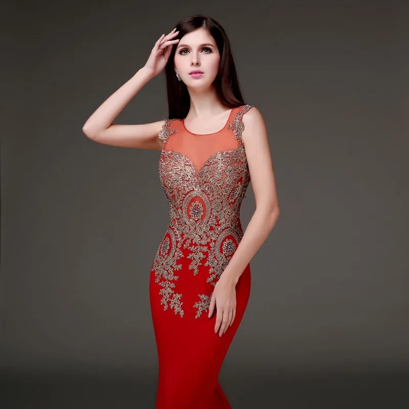 Vestido Formal de noche con cuello transparente, ropa de fiesta árabe con encaje dorado, rojo, negro y Burdeos, a medida, novedad de 2021