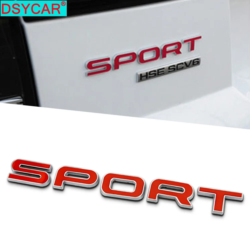 DSYCAR 1Pcs Fashion 3D Metal SPORT Car Side Fender Rear Trunk Emblem Badge Sticker Decals for Land Rover Range Rover Car Styling