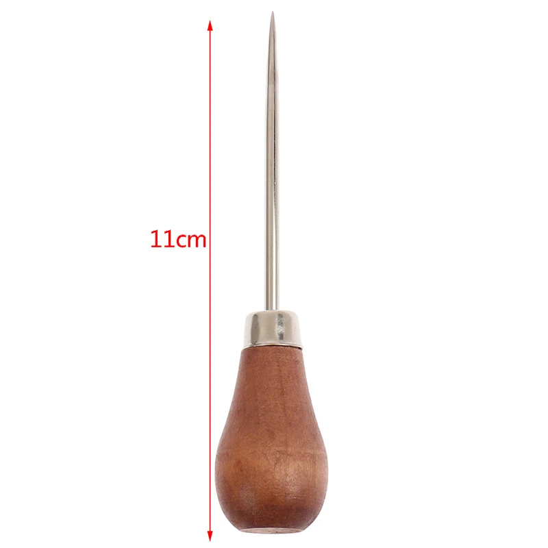 Wooden Handle Sewing Awl DIY Carft Stitch Needle Cone Die Stencils Canvas Shoes Repair Punch Awl Leather Craft Awl Tool