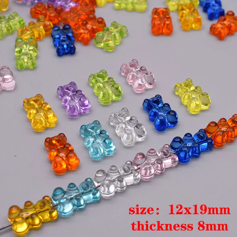 New Blue Green Purple Rose Red Cute Bear Acrylic beads for Jewelry Making Necklace Earrings Hair accessories Vertical hole