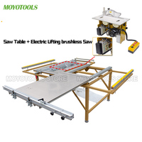 mini woodworking precision table panel saw with main saw and scoring saw wood cutting machine kit stainless steel sliding table
