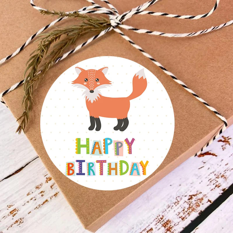 Cute Fox Forest Animal Decor Stickers  Birthday Baby Shower Party Paper Adhesive  Art Decal