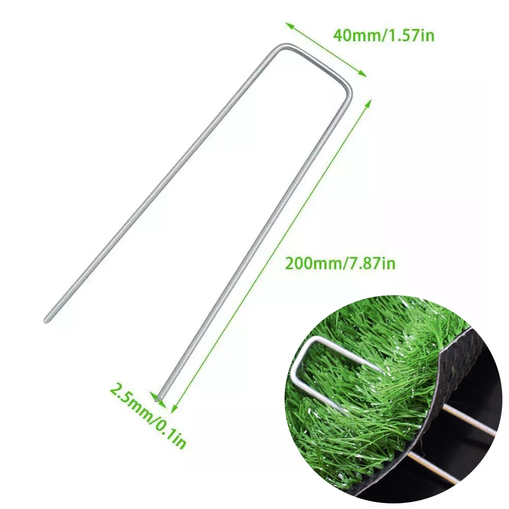 100-15pcs U-Shaped Garden Stakes Pins Ground Film Peg Galvanized Landscape Staples for Landscape Fabric Irrigation Tubing Fixing