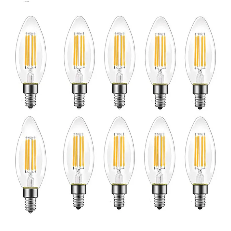 

C35 LED Candle Bulb E14 2W/4W/6W/12W C35L Filament Lamp Warm White/Cold White Edison Retro Chandelier Light 6pcs/lot