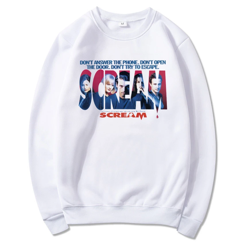 Unisex Scream Movie Sweatshirt Cult Horror Film Poster Art Crewneck Sweatshirts Vintage Horror Movie Hoodies Gift for Fans