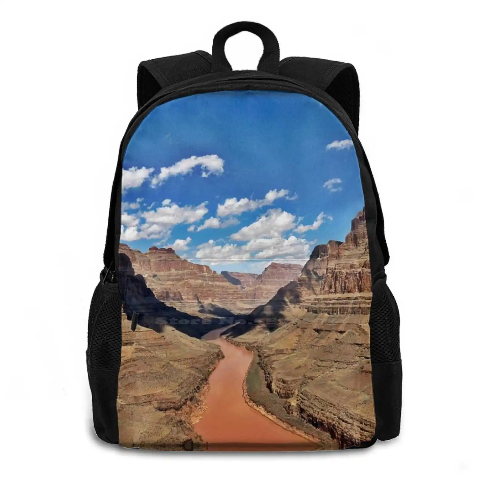 Grand Colorado River Large Capacity Fashion Backpack Laptop Travel Bags Grand Colorado River Mountain Rocks Blue Brown Nevada