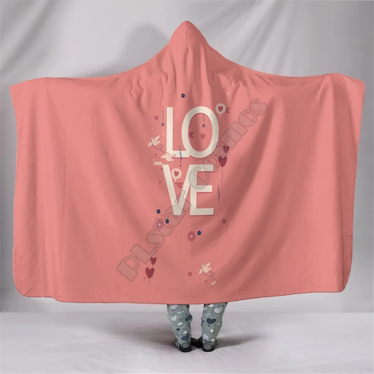 

Love Me Hooded Blanket 3D printed Wearable Blanket Adults Kids Various Types Hooded Blanket Wearable 04