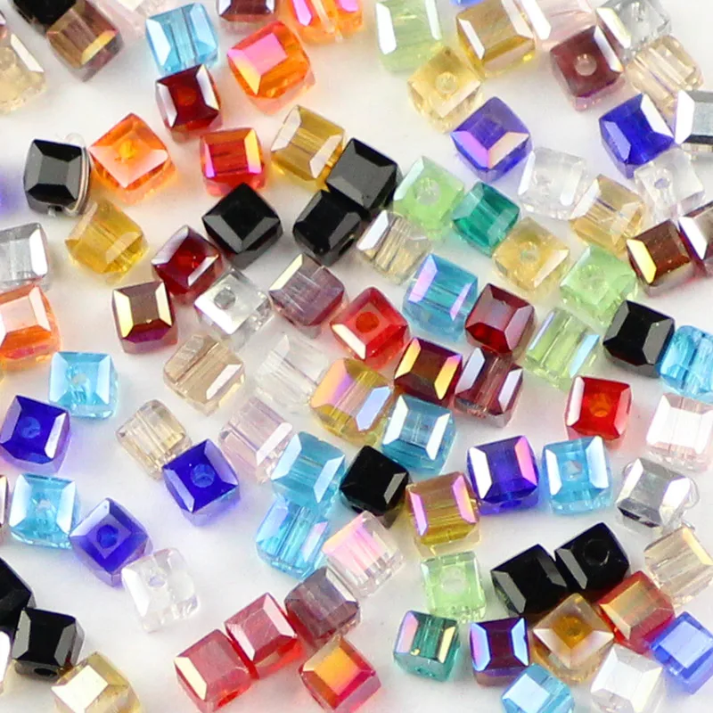 2-10MM AB Colour Austrian Crystal Square Shape Spacer Glass Loose Beads For Jewelry Making DIY Charm Bracelet Necklace Findings