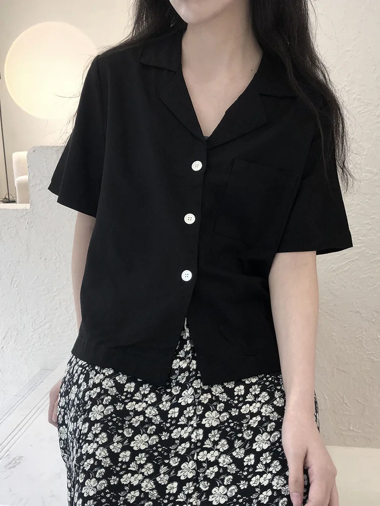 Ladies Short Sleeve Shirt Summer New Yamamoto Style V-Neck Casual Fashion Trend Loose Large Short Sleeve Shirt