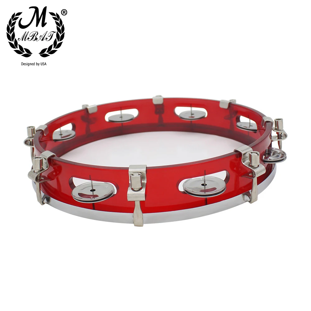 M MBAT Adjustable Tambourine Percussion Instrument Red Hand Drum With Jingle Bells Kids Music Gifts Children\'s Educational Toys