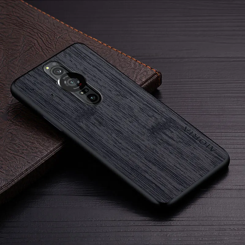 Custodia per Sony Xperia Pro I pro-i funda modello in legno di bambù pelle pelle cover per telefono coque di lusso per Sony Xperia Pro I custodia