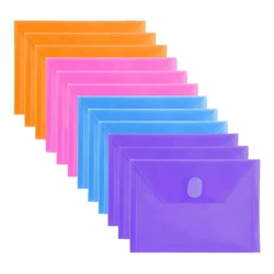 4pcs/set Clear Plastic Small Envelope with Hook & Loop Closure 5 1/2 x 7 1/2 Ploy Envelope for Receipe/Check/ Cards 4 Colors