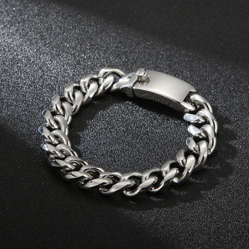 

European and American trend all-match titanium steel Cuban chain bracelet Fashionable simple personality stainless steel bracele