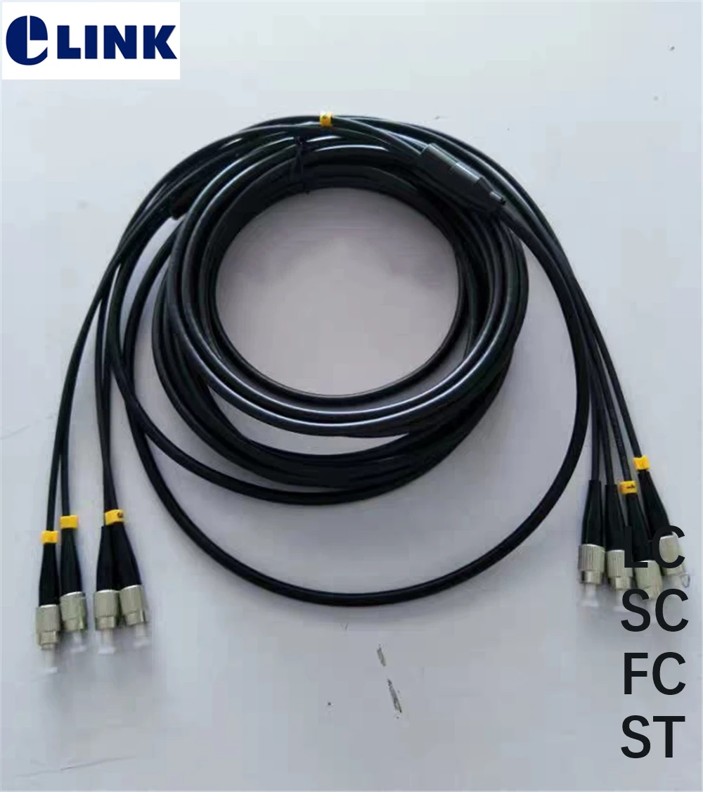 Waterproof Fiber Optic Patch Cord OM3 Armored Patch Lead Cable Outdoor FTTA Jumper 5mm, 4 Cores, SM, LC, SC, FC, 50M, TPU, 5mm