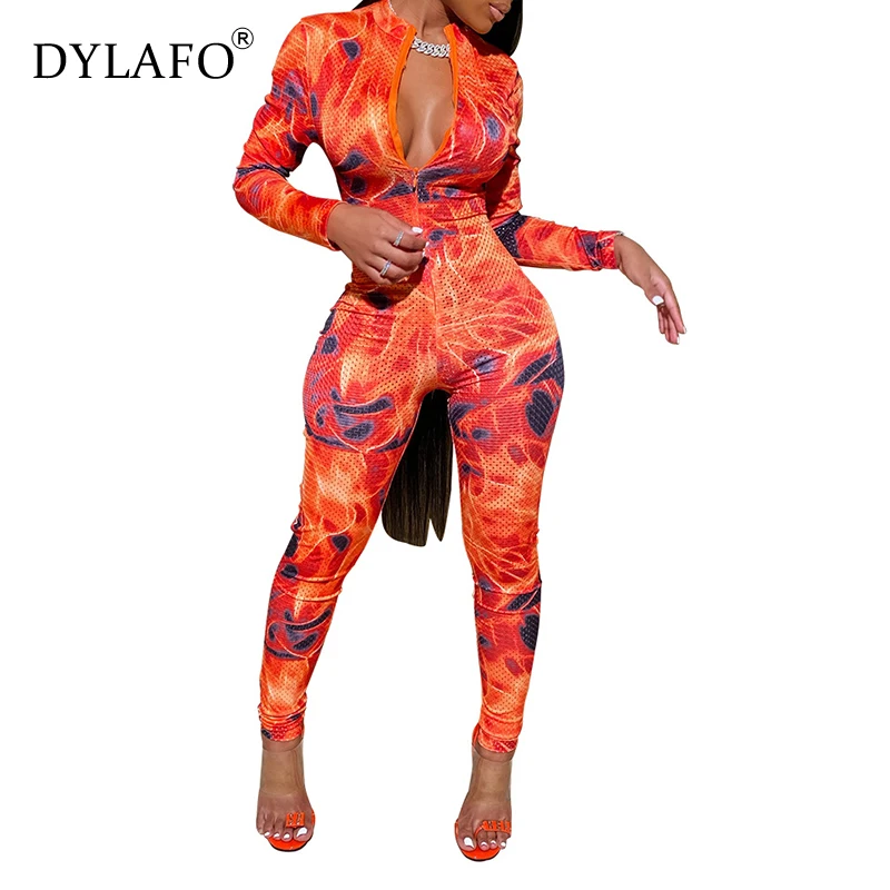 Elastic Grid Print Sexy Sporting Jumpsuit For Women Three Color Camouflage Skinny Rompers Female Party Club Outfit Overalls Slim