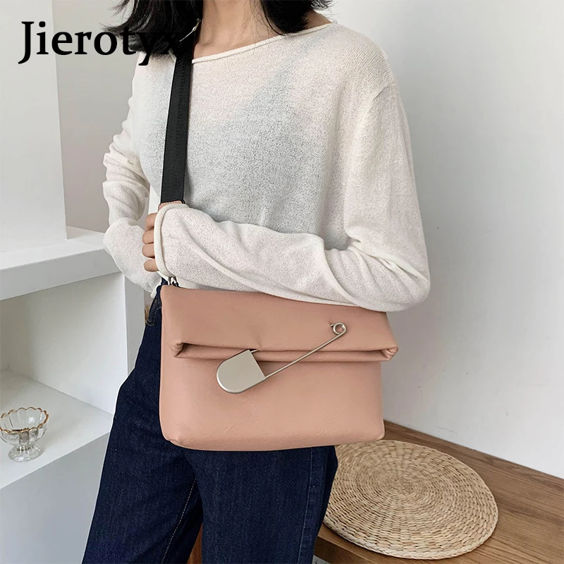 JIEROTYX Nuove donne di Crossbody Bag 2020 Donna Primavera Borsa di Modo Borsa Femminile Quadrati Enorme Clip di Cuoio Sacchetto del Messaggero