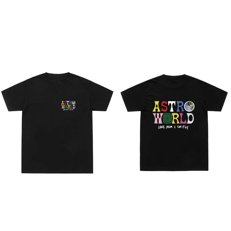 2023 Hip Hop T Shirt Men Women Hip Hop  ASTROWORLD Harajuku Cactus Jack T-Shirts LOOK MOM I CAN FLY Letter Print Tees Tops