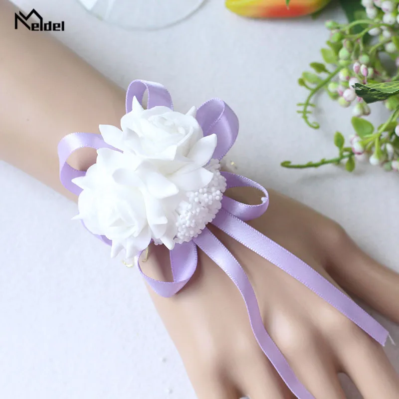 Meldel Wrist Corsage Bracelet Flower Bride Wedding Bracelet Bridesmaid Sisters Hand Flowers Artificial Wedding Planner Flower