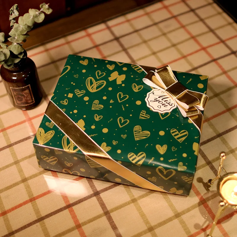 Emerald  wrapping paper Love Heart Valentine Aluminum Gradient Holiday gift paper Christmas Wedding gift wrapping paper 50*70cm