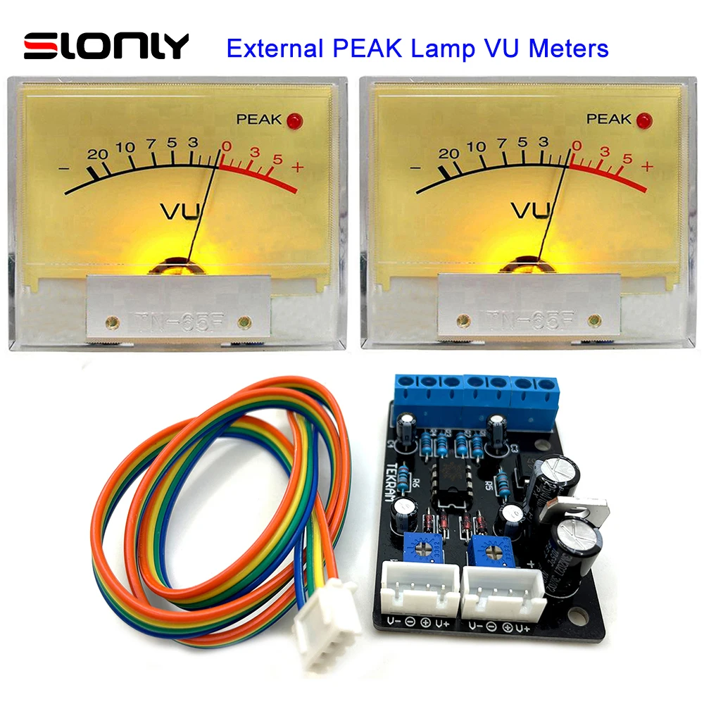 2pcs TN-65F External PEAK Lamp VU Meters with 1pc Driver Board Speaker Audio Level DB Amp Power Sound Pressure Meter w/Backlight