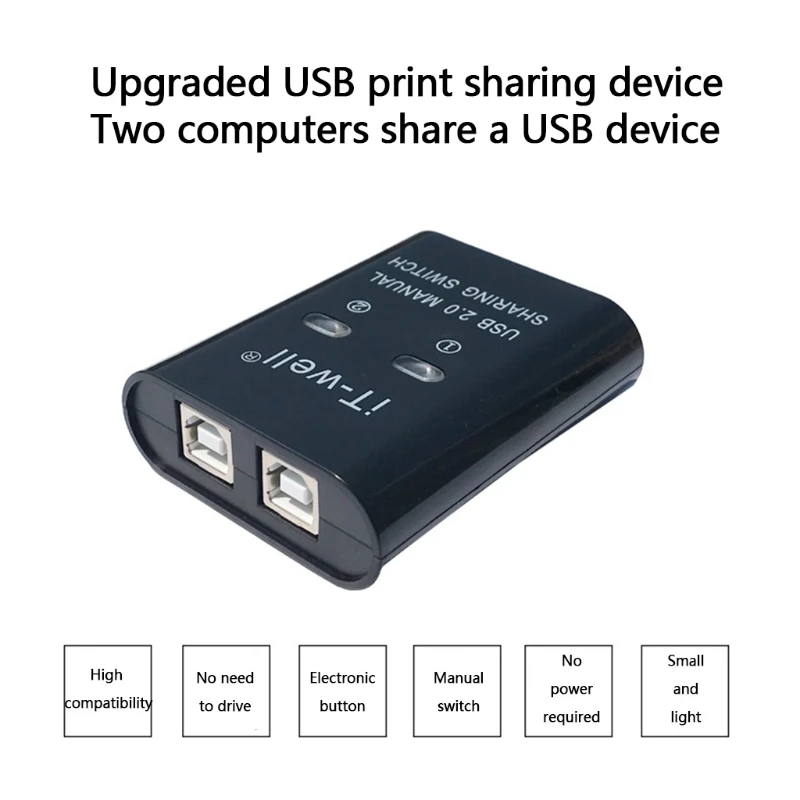 K1KF USB 2.0 ręczne udostępnianie przełącznik drukarki udostępnianie urządzenia Hub 2 w 1 Out konwerter koncentratora transferu danych