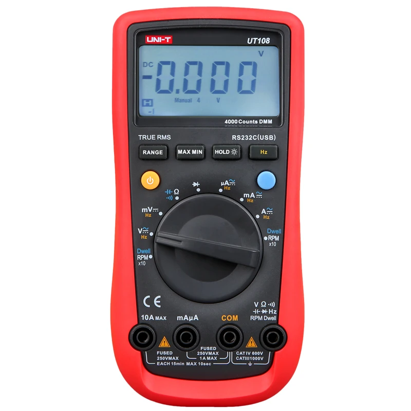 UNI-T UT108  Digital Voltmeter Professional Auto rang Multimeter ACDC voltmeter DC Ammeter Resistance Capacitance Rs232