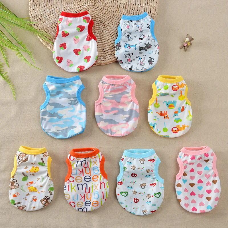 Printing Dog Clothes Sleeveless for Small Medium Dogs Carton Pattern Camouflage Dog Shirt Vest Lovely Puppy Accessories Bichon