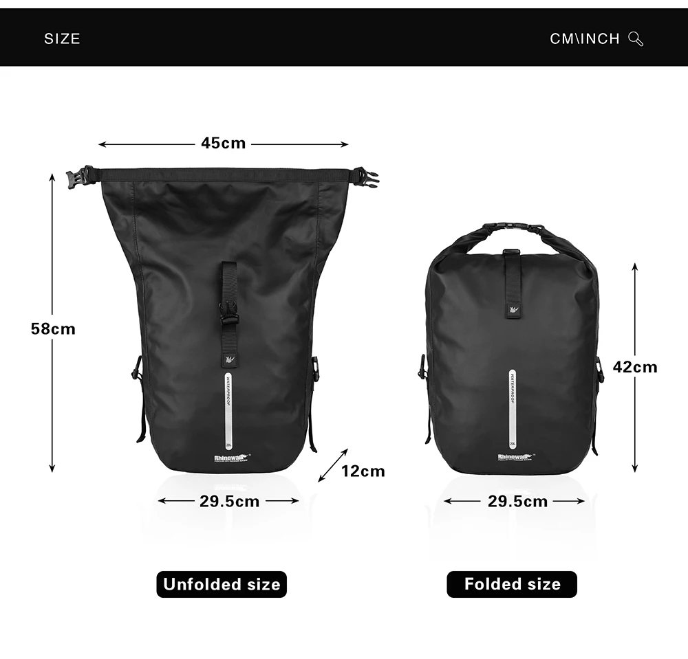 Rhinowalk Waterproof Bike Pannier Backpack 20L Trunk Bag Travel Cycling Bag Basket MTB Road Bicycle Rear Rack Tail Bag Accessory