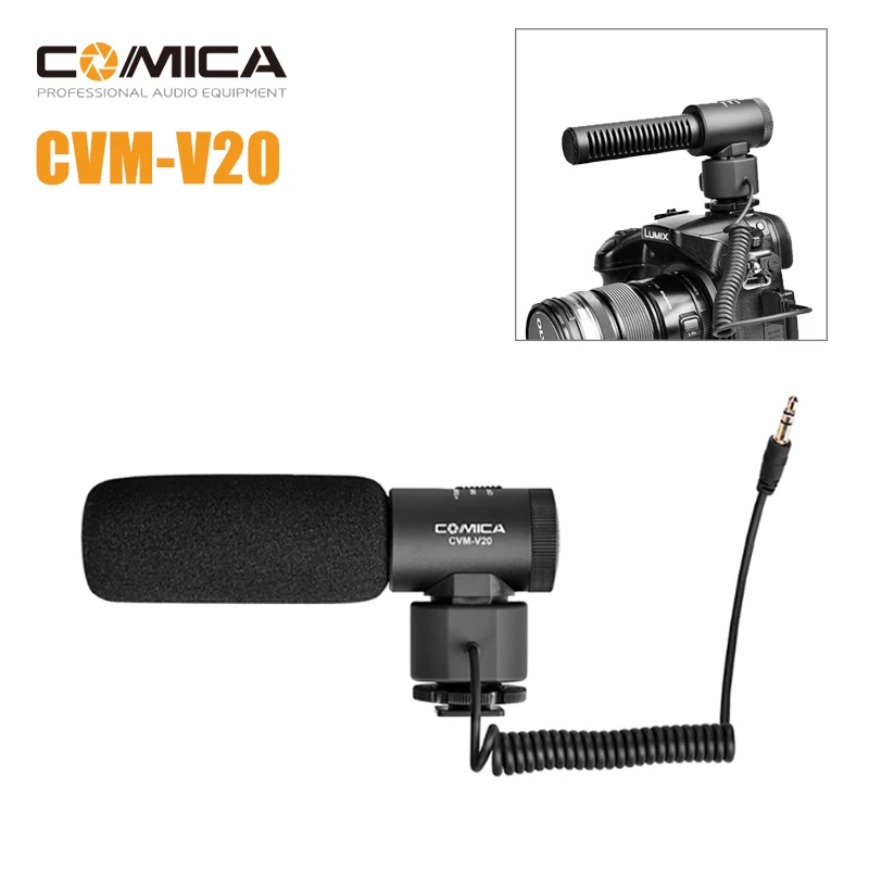 Comica CVM-V20 Condenser Shotgun Video Microphone Interview Mic Wind Muff for Canon Nikon Sony Fuji Lumix Camera