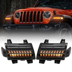 JL LED Fender Light Kit, LED Flashing Turn Signal with DRL + Side Marker Lights for Jeep Wrangler JL Gladiator JT 2018-2022