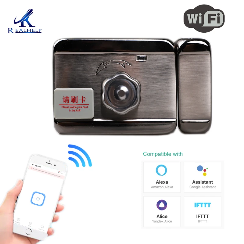 WIFI Remote Control Wireless Smart Lock Cell Phone eWelink APP Control for 10-70mm Metal Door Compatible with Video Door Phone