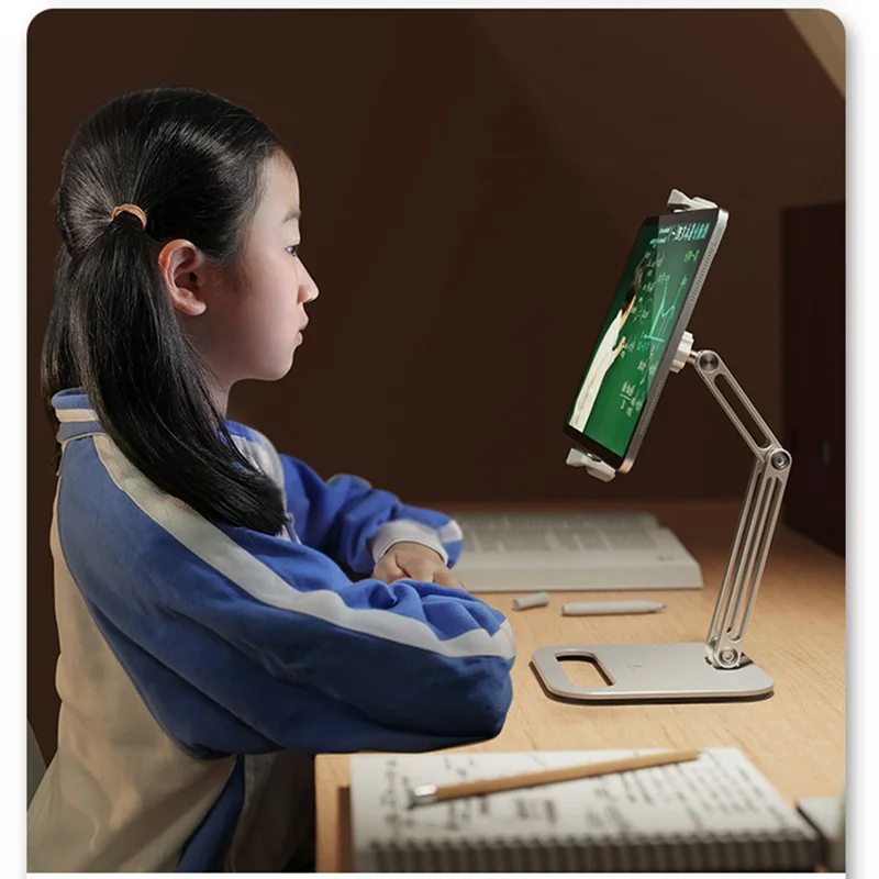 

Foldable Tablet Stand Three Shaft Design Multi Angle Adjustable Tablet Support Desktop Aluminum Hands Free Cell Phone Holder