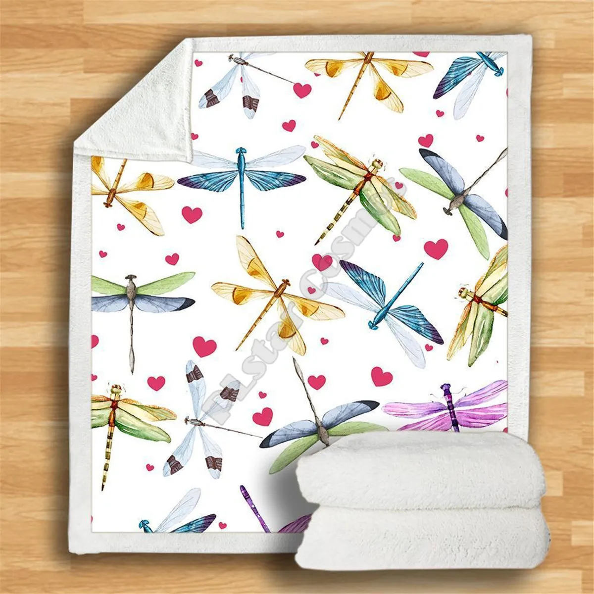 

Cute Dragonfly Premium Fleece Blanket 3D printed Sherpa Blanket on Bed Home Textiles 03