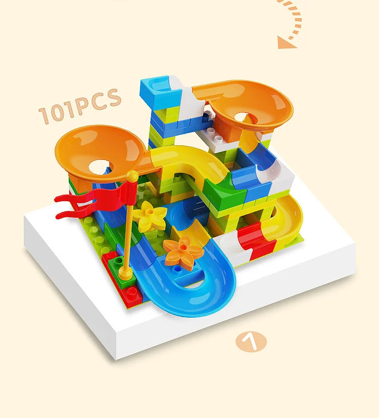 Marmor-Rennbahn mit großen Bausteinen, Kugelbahn, Trichterrutsche, DIY-Bausteine, Spielzeug für Kinder, Geschenke – Detail 14