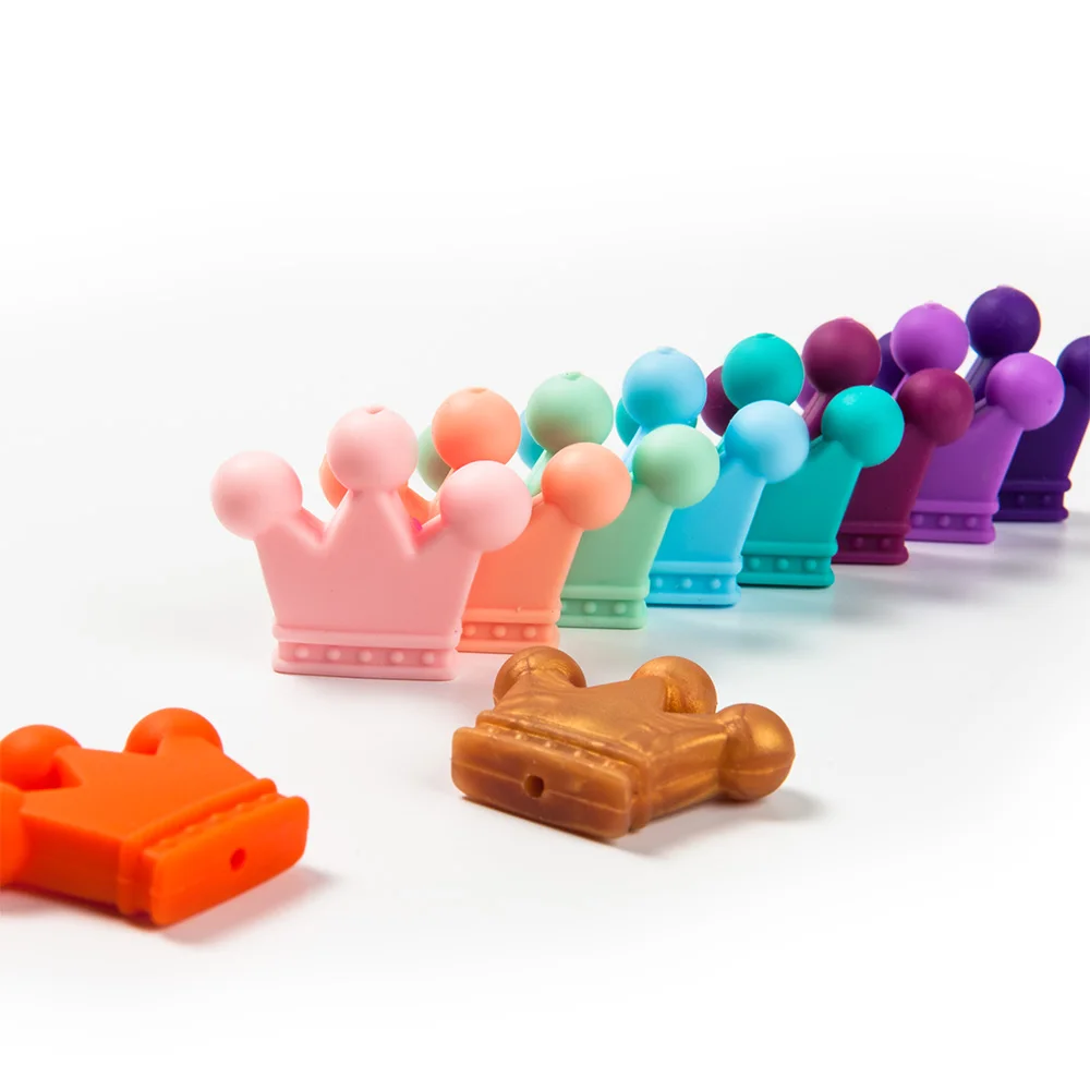 Cute-idea 10pc Crown Silicone Beads BPA Free Chewy sensory Crafts Chain For Pendant Baby Teether Toy DIY gift