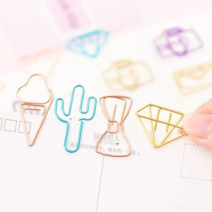 10 pz/lotto Creativo Kawaii Busta Vintage Cactus Carta Pinze Segnalibro Del Metallo Decorativo File Memo Pinze Ufficio di Cancelleria