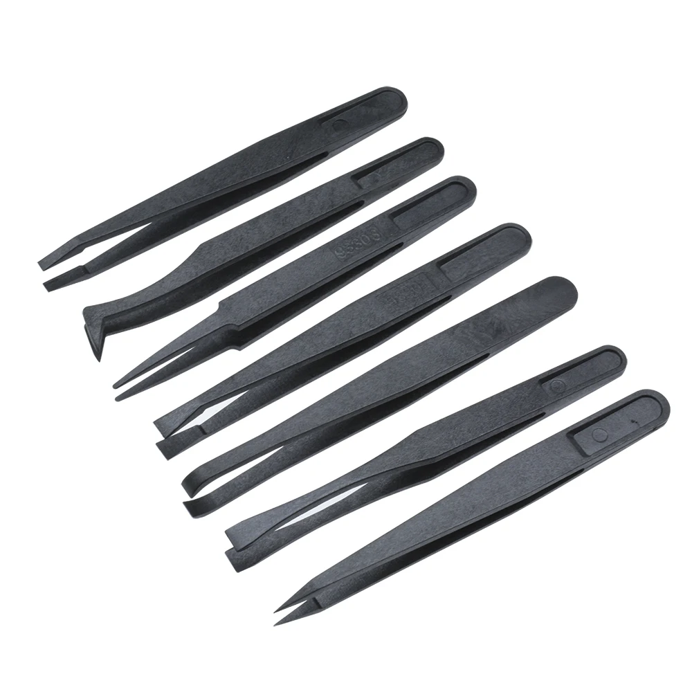 7pc Anti-static Electronic Tweezers Kit IC Chip Extractor Encapsulation Extraction Repair Tool for ROM Extraction Removal Puller