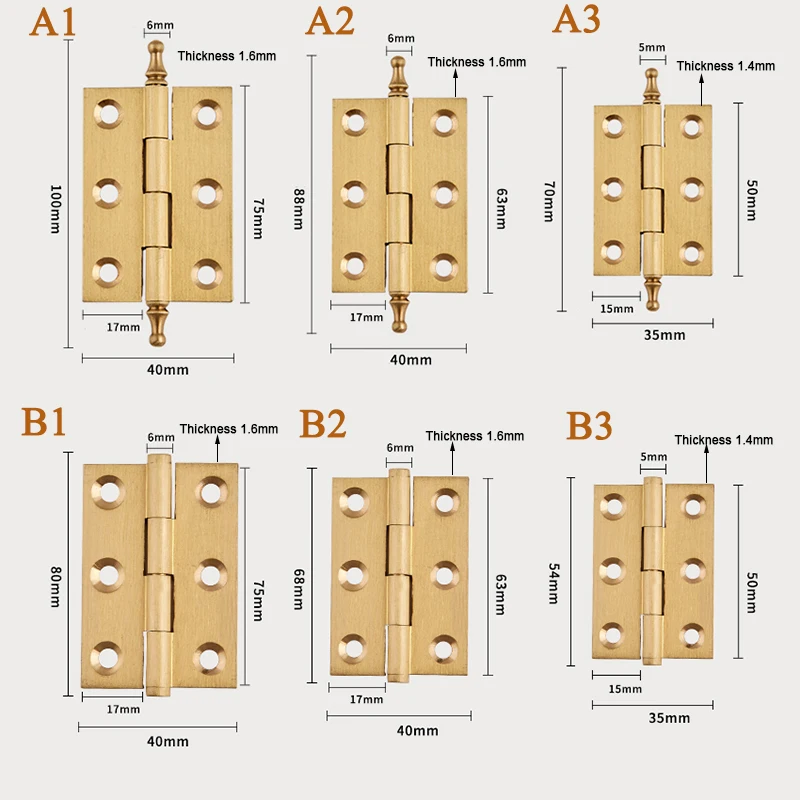 HOT 20PCS Solid Brass Furniture Hinges 2Inch/2.5Inch/3Inch Invisible Door Hinges Cupboard Wardrobe Closet Cabinet Door Hinges