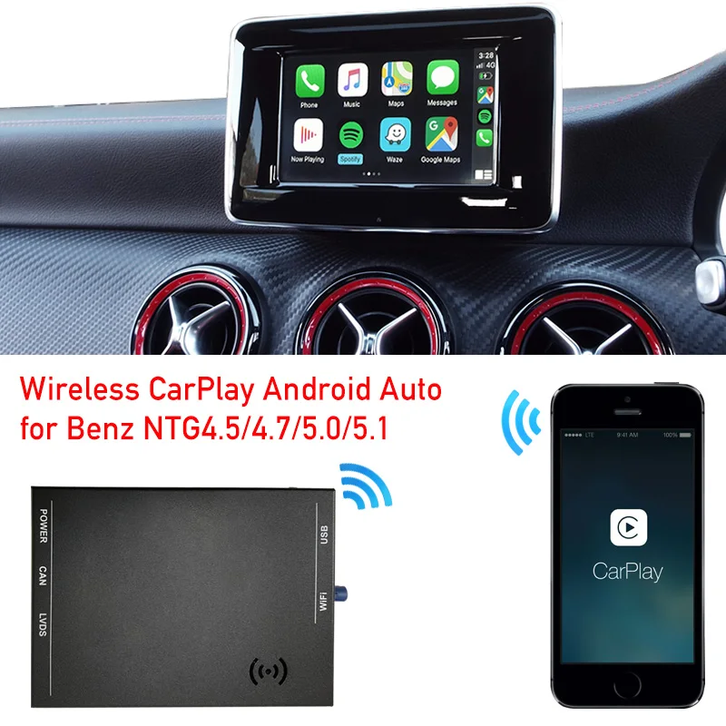 

Беспроводное обновление Apple CarPlay box для автомобиля класса W176 CLA C117 GLA X156, головное устройство, comand radio NTG4.5 4,7, система android auto