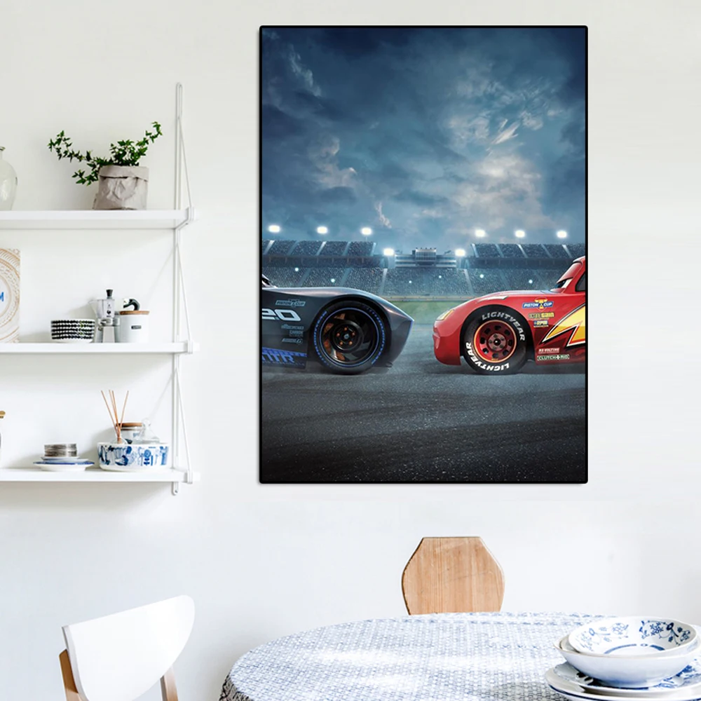 Cars Lightning McQueen Cartoon Movie Poster Racing Cas Canvas Painting Boy Gift Home Decor Picture Kids Room Wall Art Decoration