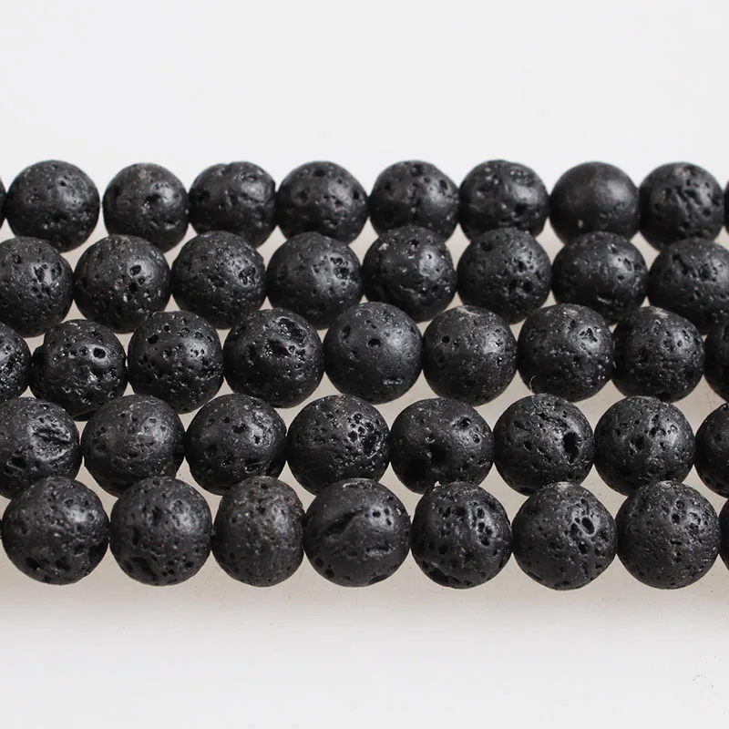 Natural Stone Beads Black Lava Beads Volcanic Stone Loose Beads  4 6 8 10 12 14 16 18MM Beads For Diy Jewelry Making