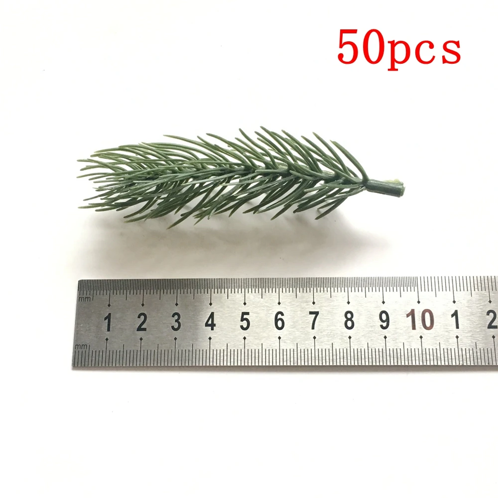 50 Stück Kunststoffpflanzen, künstliche künstliche Tannenzweige, Weihnachtsbaum, Hochzeit, Party, Dekorationen, DIY, Handwerk, Zubehör, Geschenkbox – Detail 7