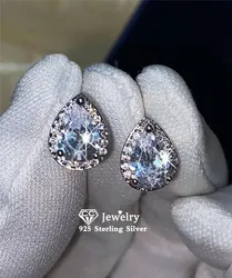 Stud Earrings For Women Water Drop Cubic Zirconia Brincos Wedding Bridal Jewelry Simple Accessories CCE051