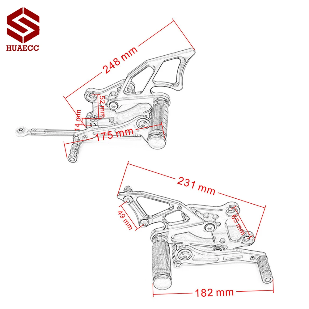 أطقم خلفية للسباق قابلة للتعديل أوتاد راحة للقدمين لدراجة كاواساكي نينجا 300 2013 2014 2015 2016 مجموعات خلفية لدراجة نارية #6