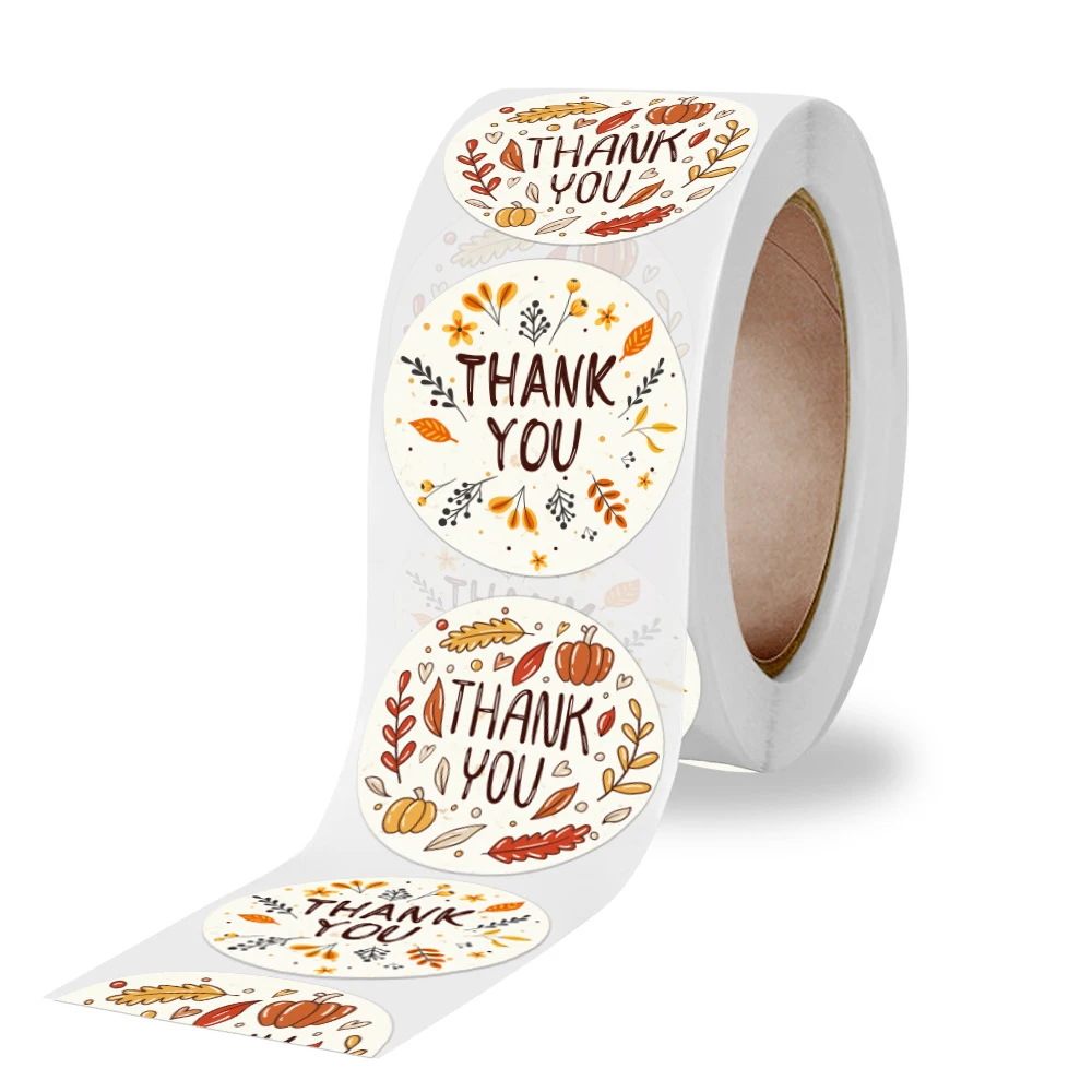 100-500pcs Thank You Round Sticker Scrapbook Envelope Seal Sticker Gift Flower baking Decoration Stationery Label Sticker